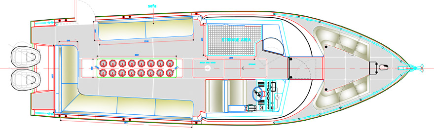 Layout do utilitário para esportes aquáticos