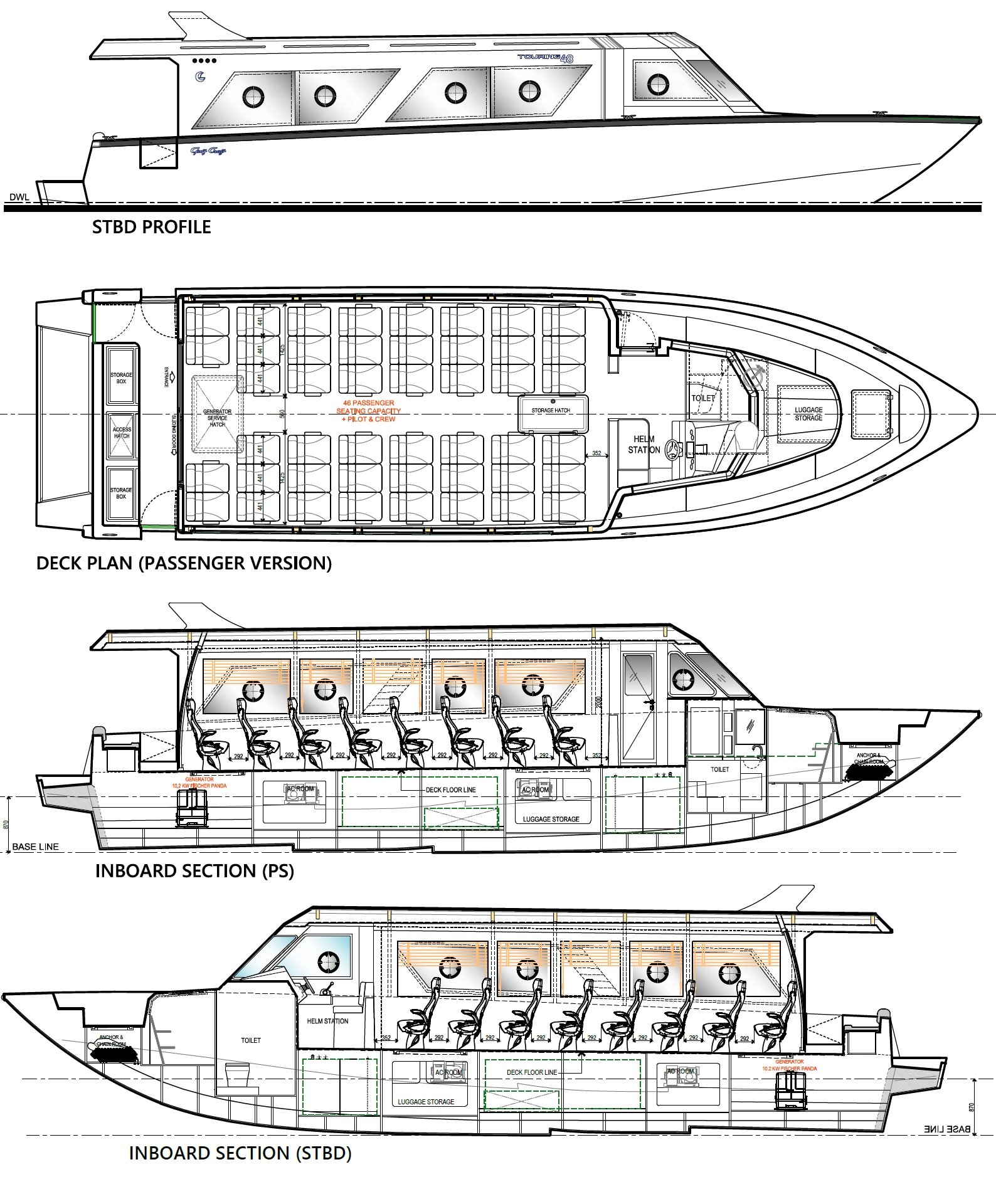 Disposiciones generales del ferry Touring 48
